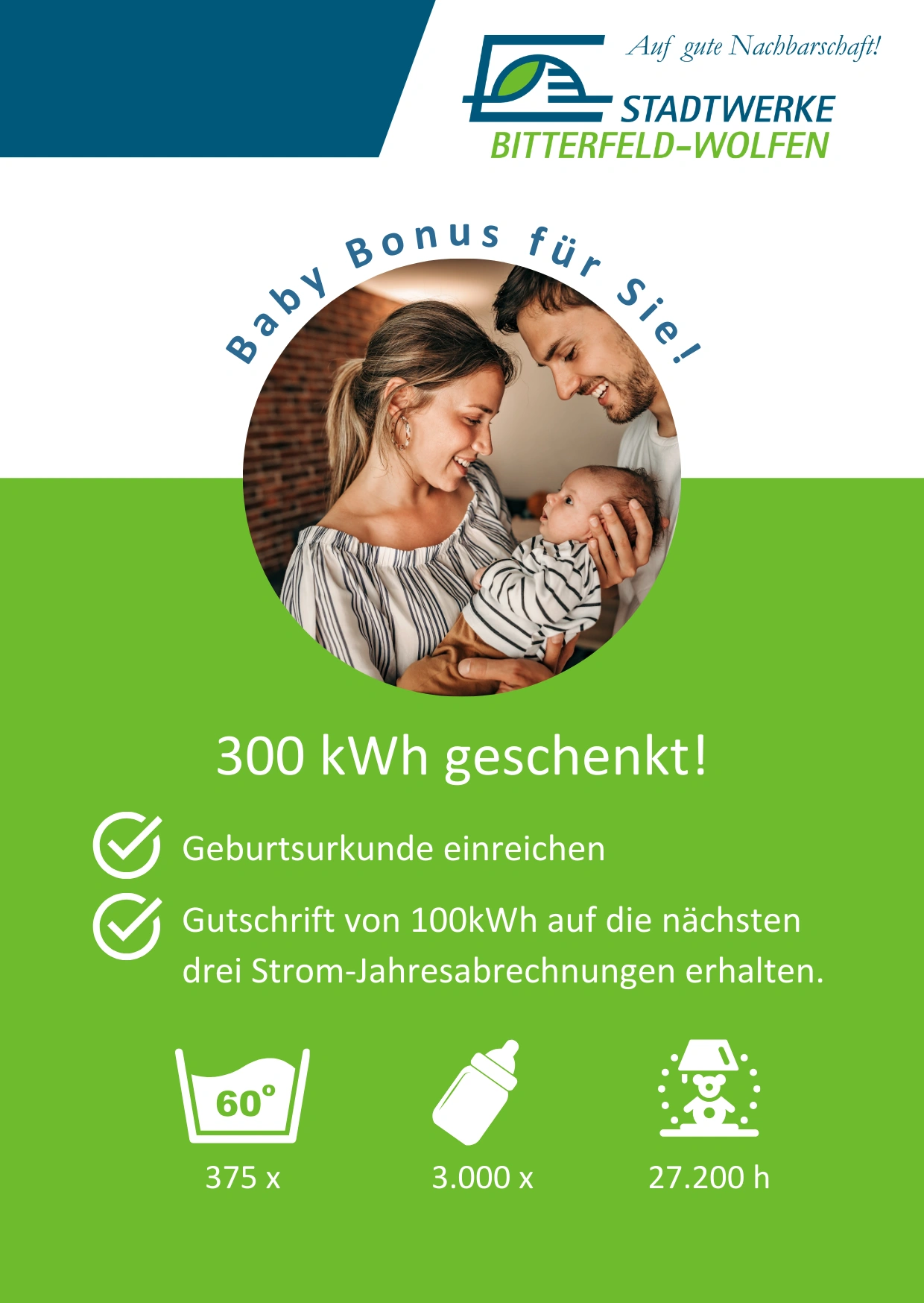 Babybonus Strom Stadtwerke Bitterfeld Wolfen